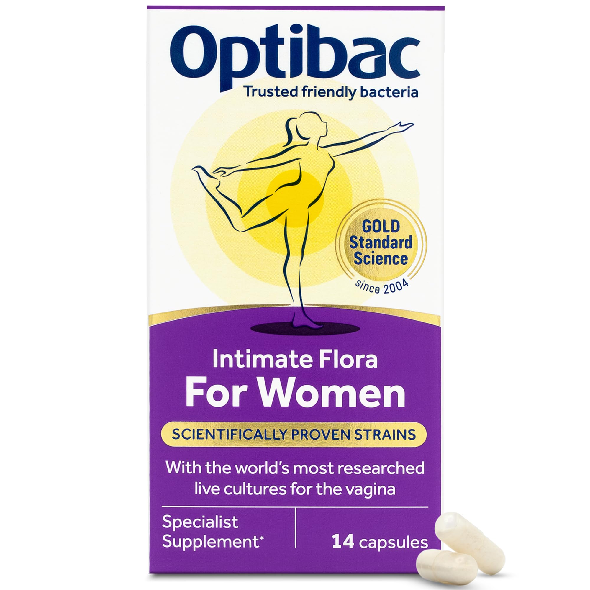 OptiBac para Mujeres: botella del suplemento para uso diario.