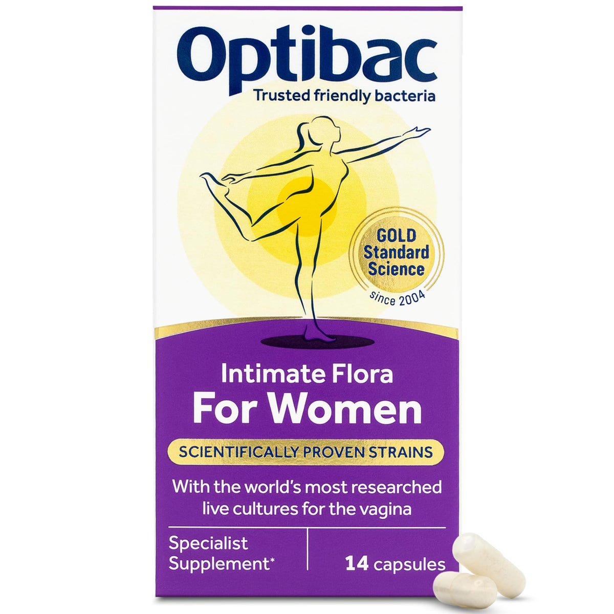 OptiBac para Mujeres: botella del suplemento para uso diario.