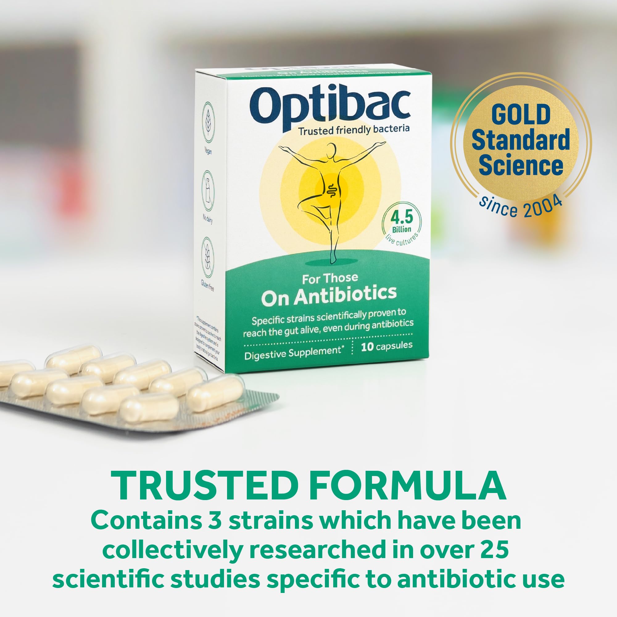 OptiBac Probiotics, prevención de diarrea durante el tratamiento antibiótico.