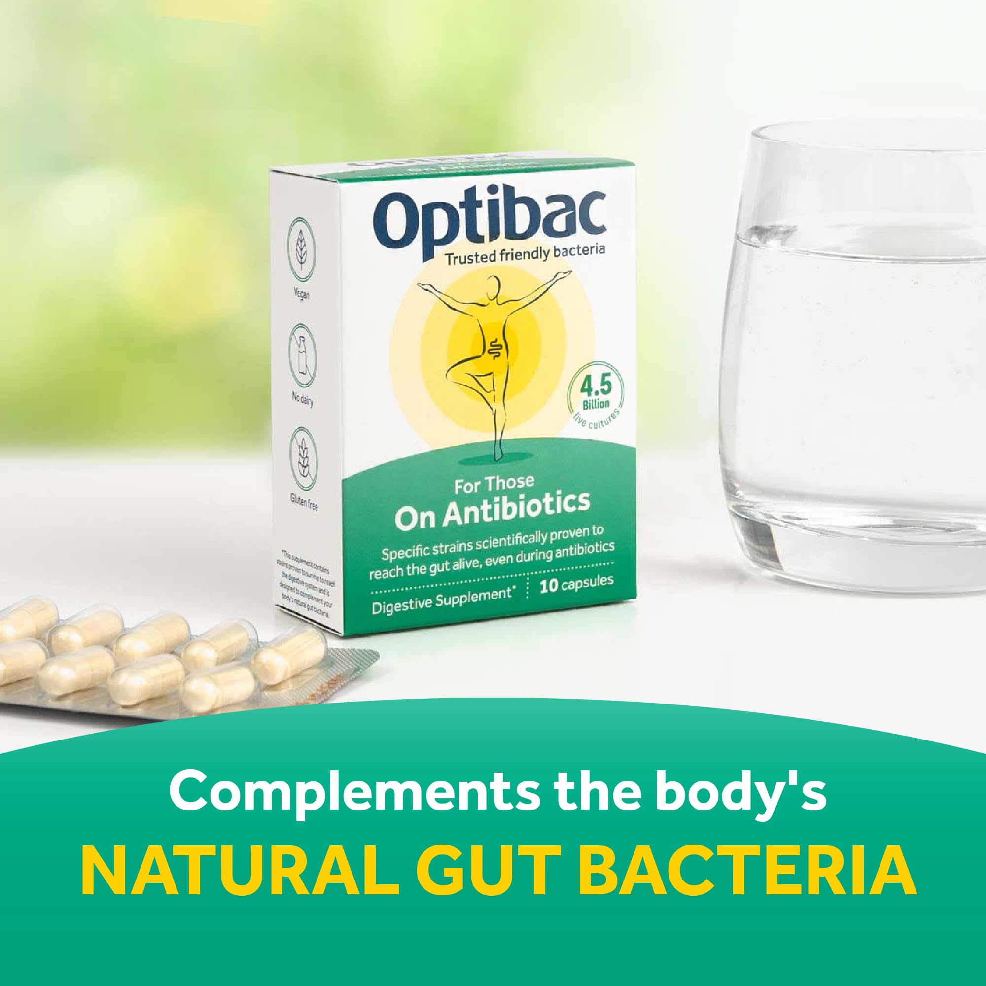 OptiBac Probiotics, envase compacto: perfecto para viajar y mantener consistencia.