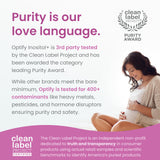 Optify cápsulas veganas, libres de colorantes y alérgenos.
