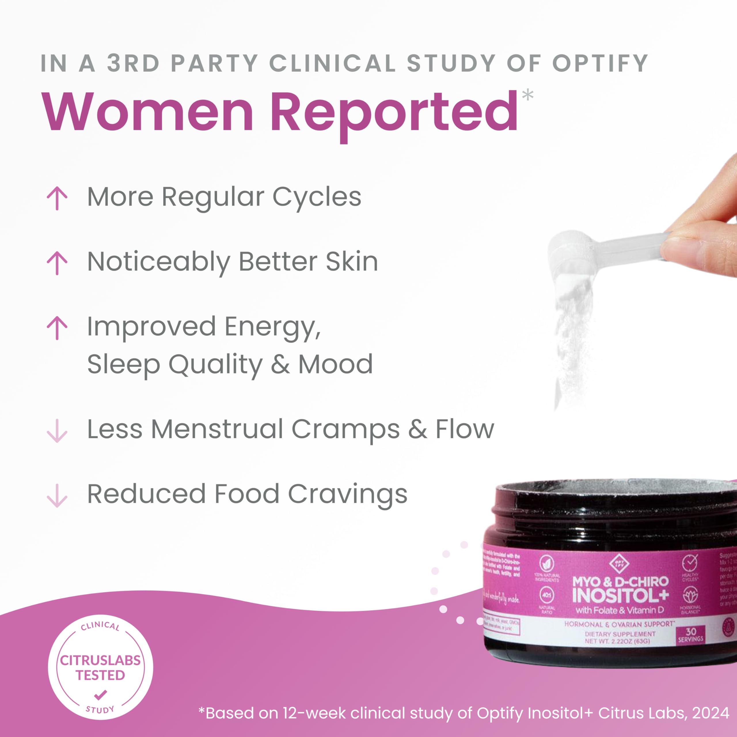 Optify Inositol botella con etiqueta clara para presentación ordenada.