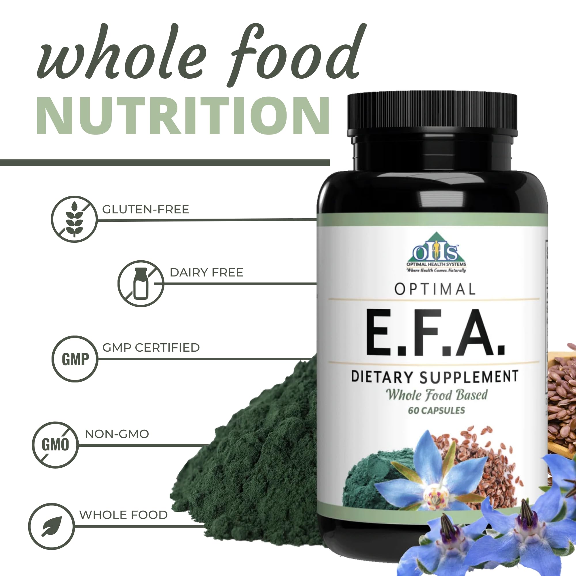 Optimal Health Systems EFA: aceite de borraja para apoyar la piel y bienestar diario.