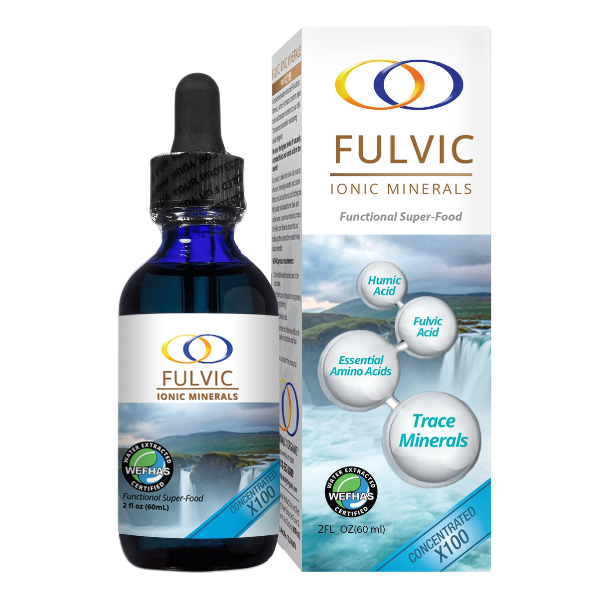 Botella de Optimally Organic con minerales fulvicos para uso diario.