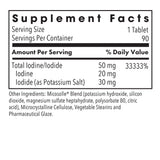 Etiqueta clara de Optimox Iodoral 50 mg con dosis exacta