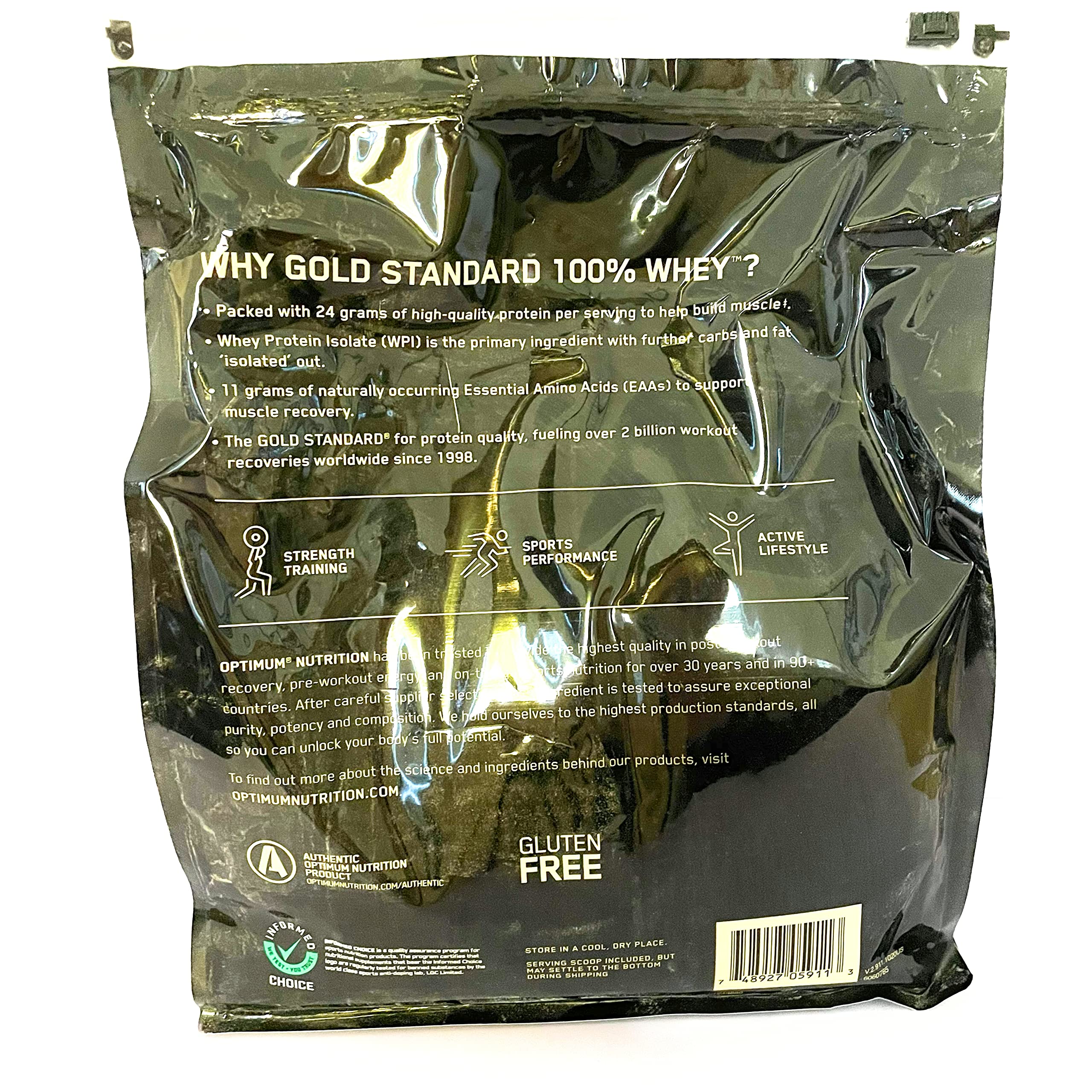 Optimum Nutrition 100% Whey Gold Standard batido cremoso post-entreno.