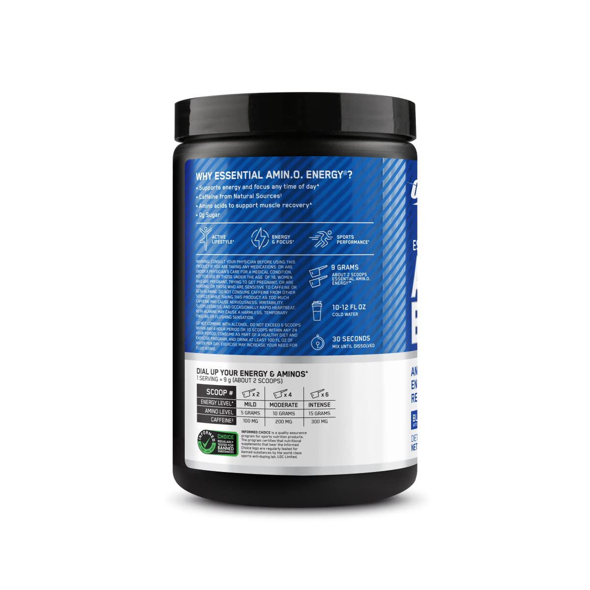 Bebida de Amino Energy lista para uso durante sesiones de ejercicio