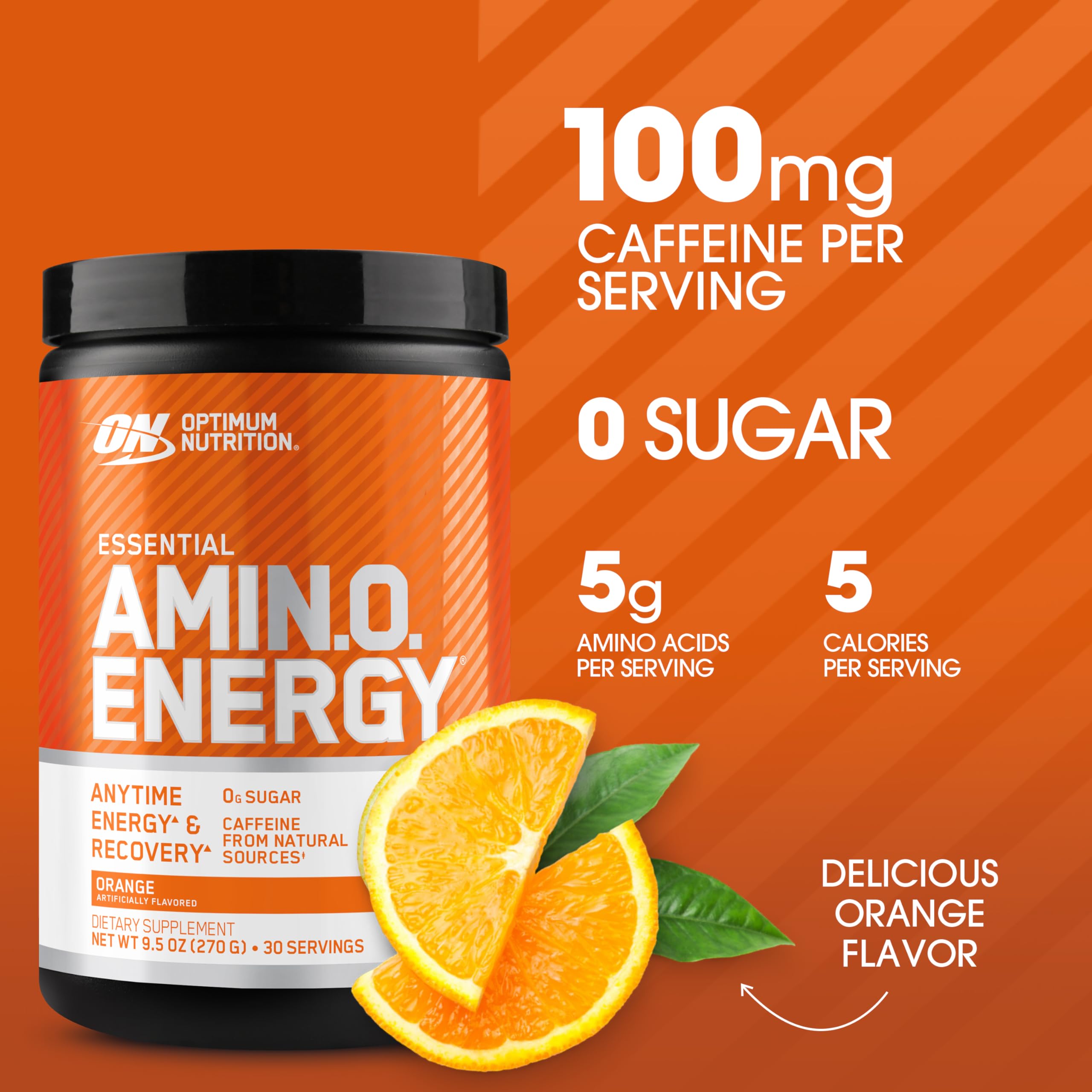 Optimum Nutrition Amino Energy se disuelve en agua con aroma cítrico.