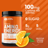Optimum Nutrition Amino Energy se disuelve en agua con aroma cítrico.