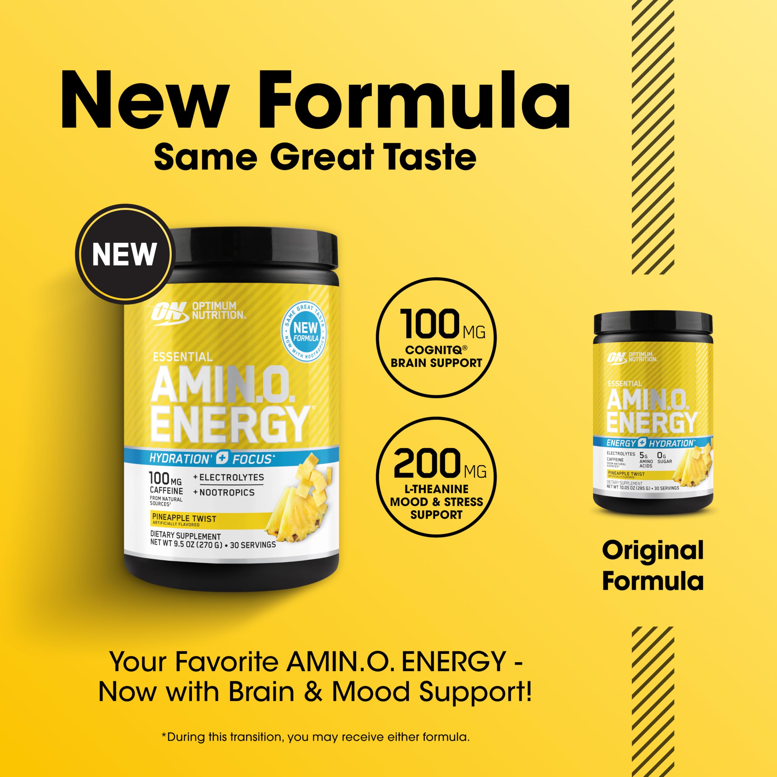 Etiqueta nutricional de Optimum Nutrition Amino Energy Electrolytes Piña Twist.