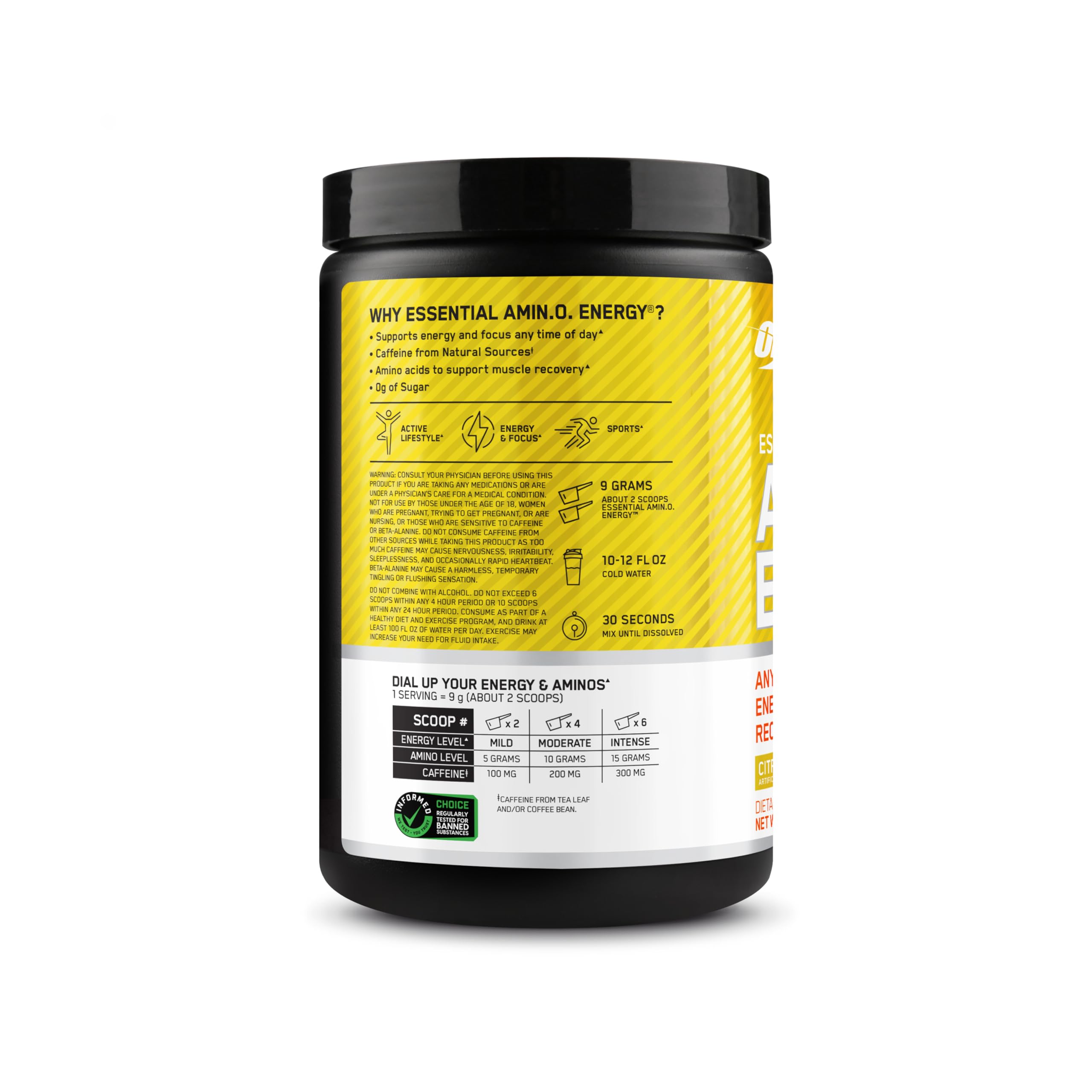 Optimum Nutrition Amino Energy envase en gimnasio para recargar energías