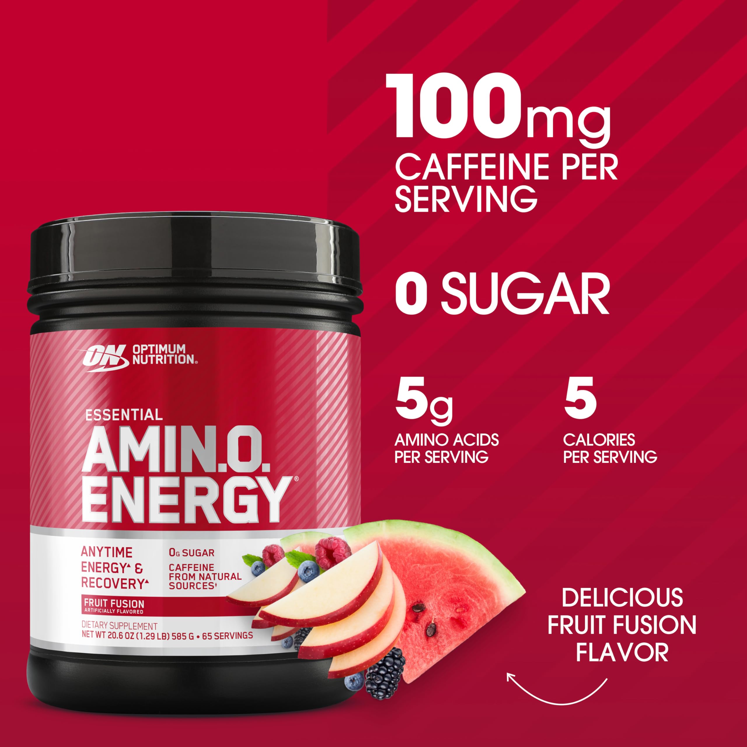 Etiqueta de Amino Energy destacando ingredientes clave para rendimiento