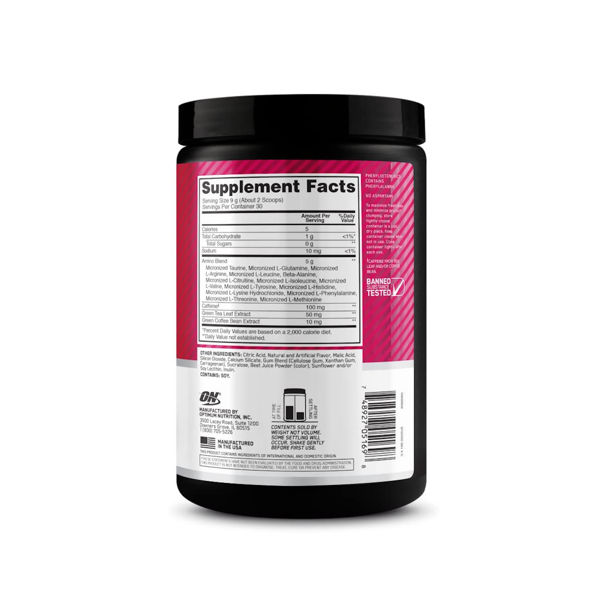 Optimum Nutrition Amino Energy, fórmula apta para keto para uso diario.