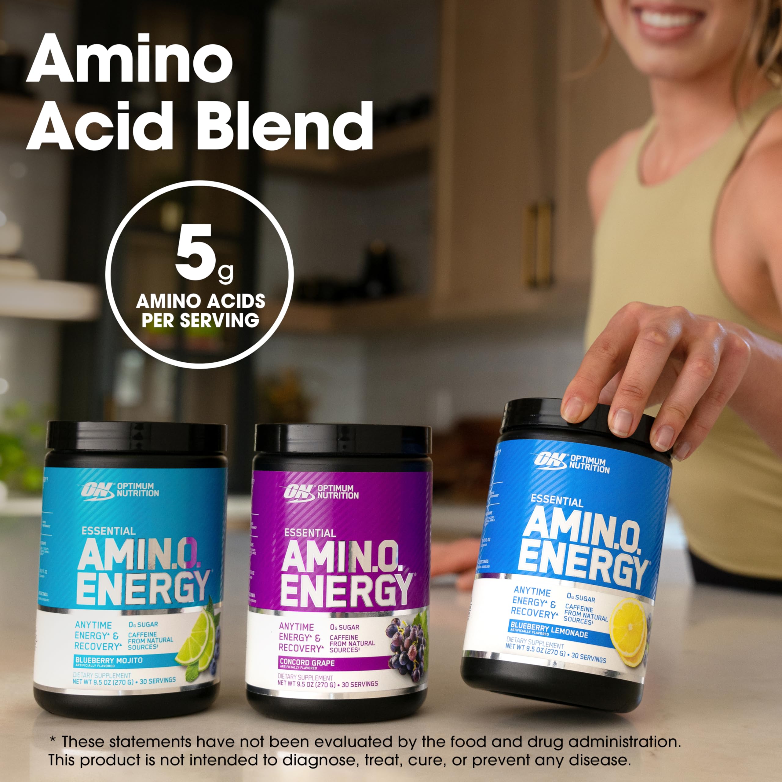 Mezcla en agua fría con Optimum Nutrition Amino Energy para energía