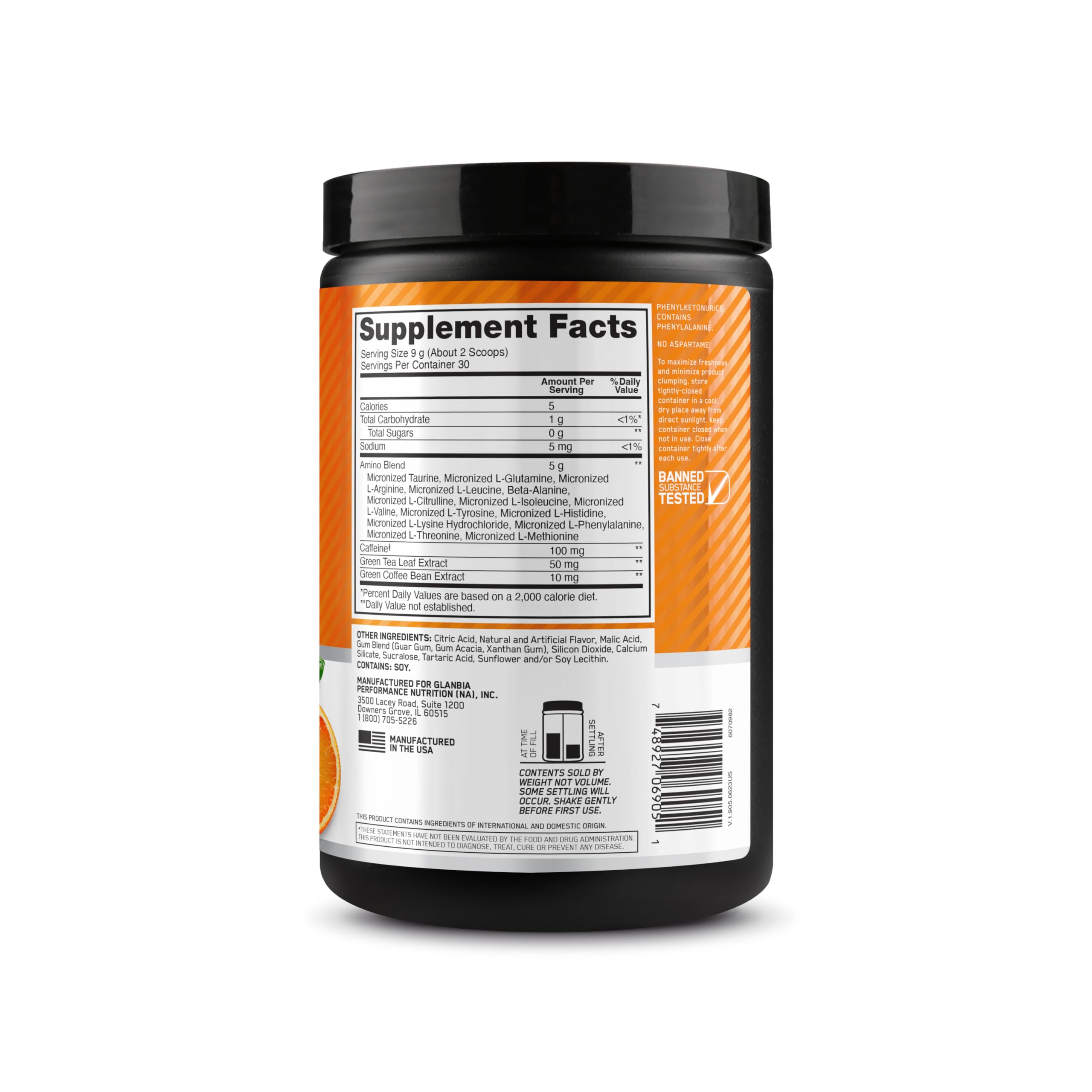 Optimum Nutrition Amino Energy mezcla en agua para energía constante