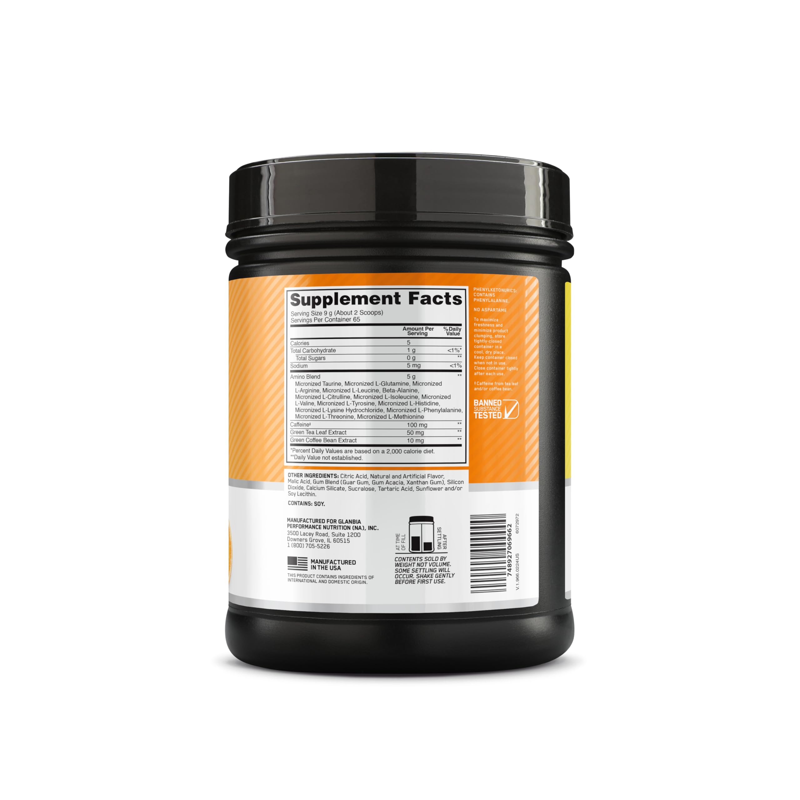 Polvo fino de Optimum Nutrition Amino Energy listo para mezclar