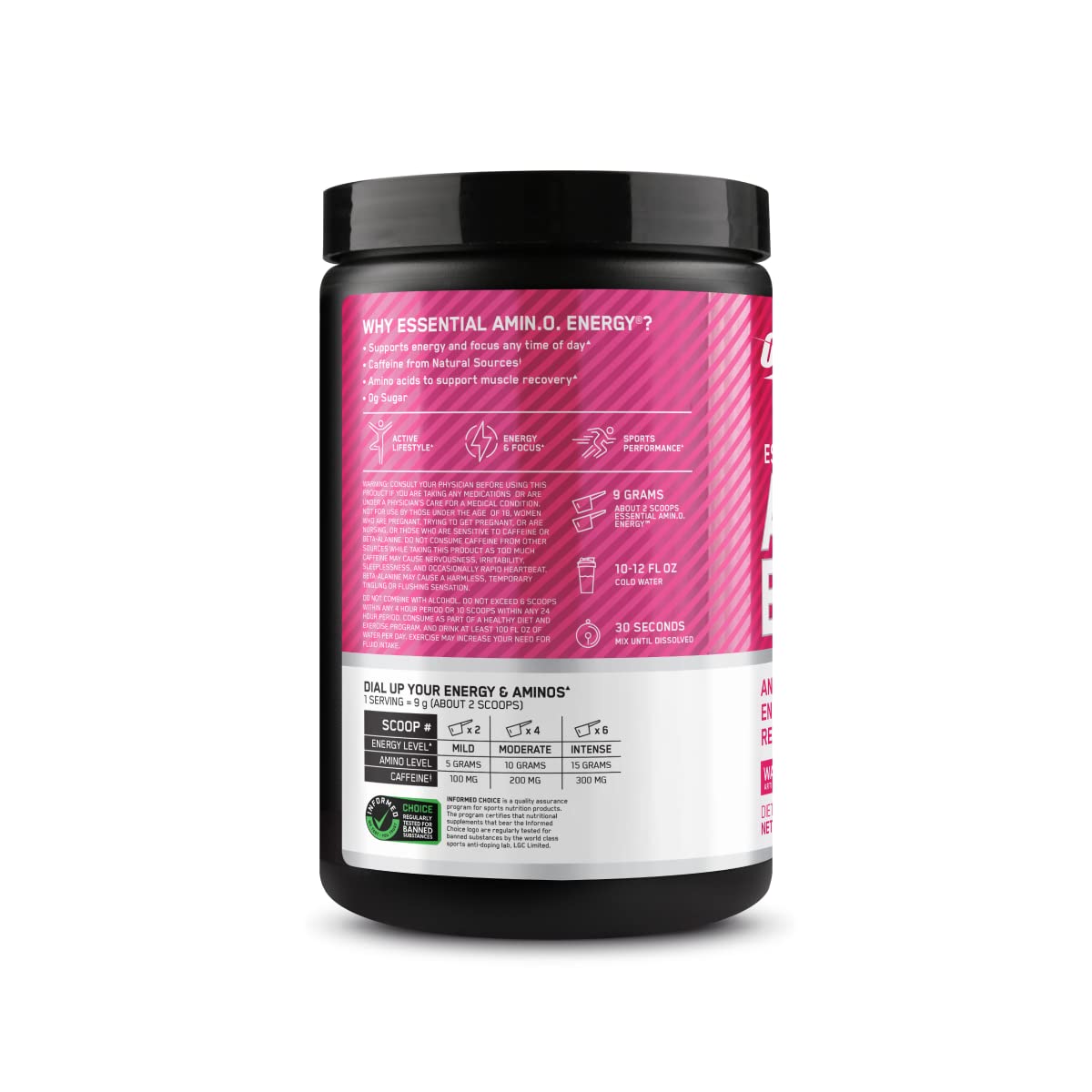 Optimum Nutrition Amino Energy, sabor sandía, preentrenamiento para energia y foco