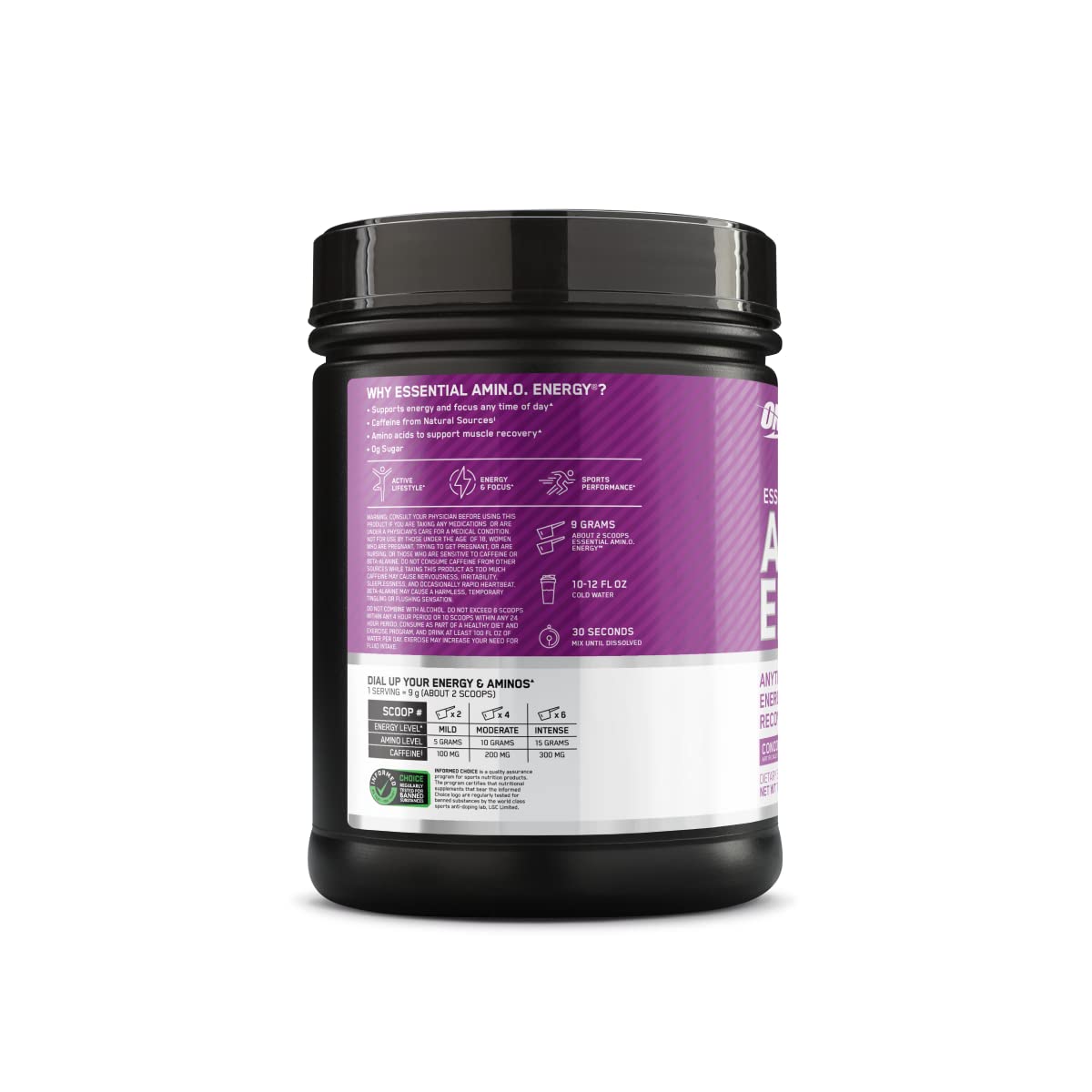 Uso en gimnasio de Optimum Nutrition Amino Energy para energía sostenida
