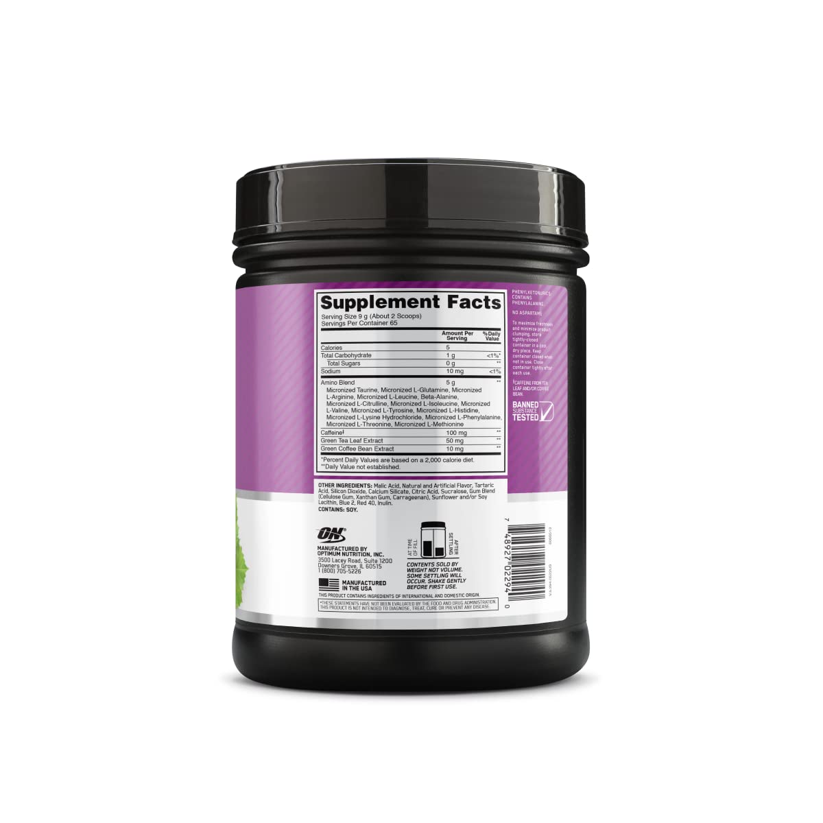 Uso matutino de Optimum Nutrition Amino Energy para enfoque diario