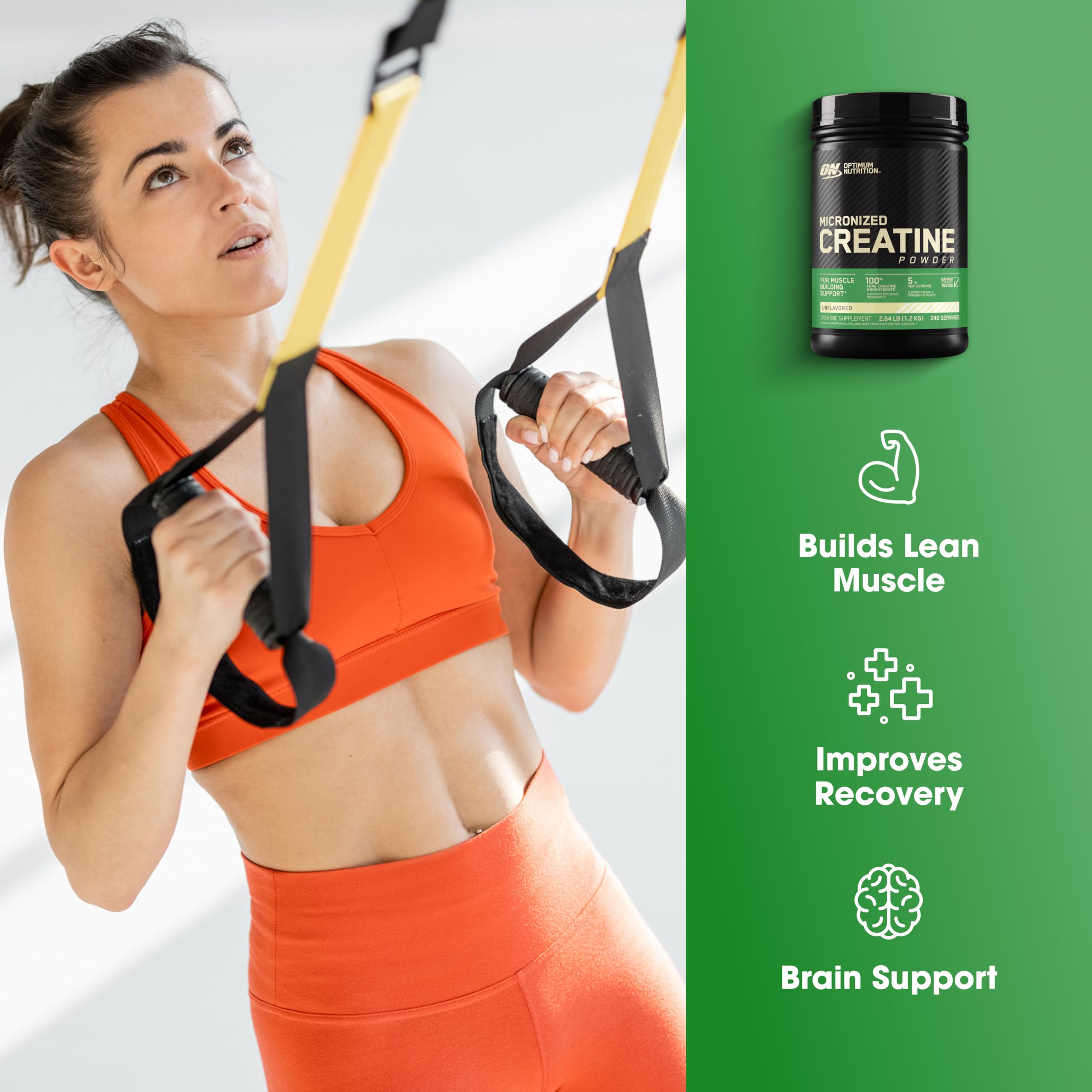 Optimum Nutrition creatina micronizada sin sabor en envase de 1200 g