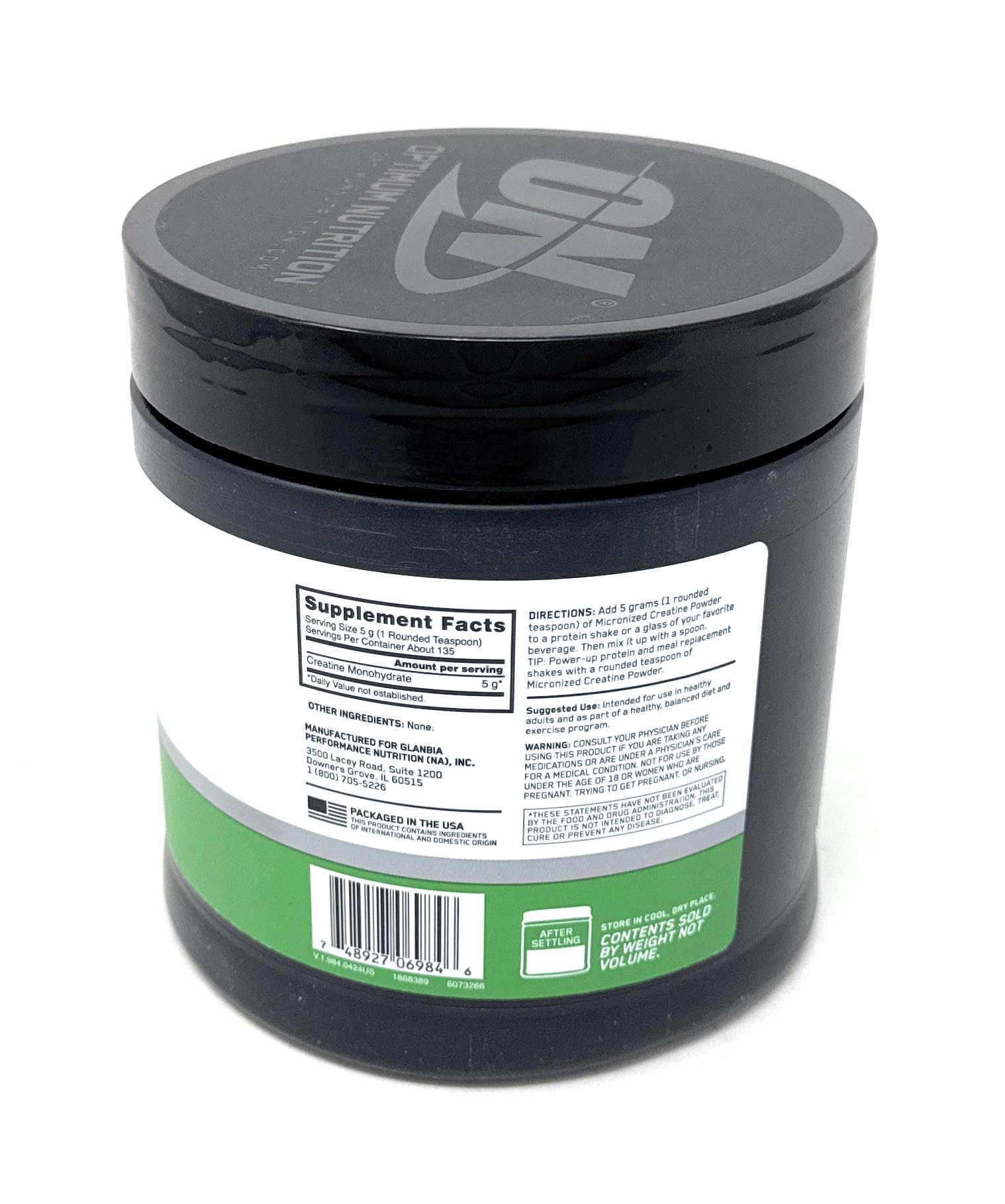 Optimum Nutrition creatina monohidrato micronizada, disolución rápida para entrenamientos intensos.