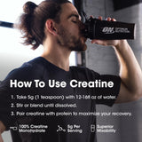 Medidora de 5 g para Optimum Nutrition creatina, uso diario recomendado.