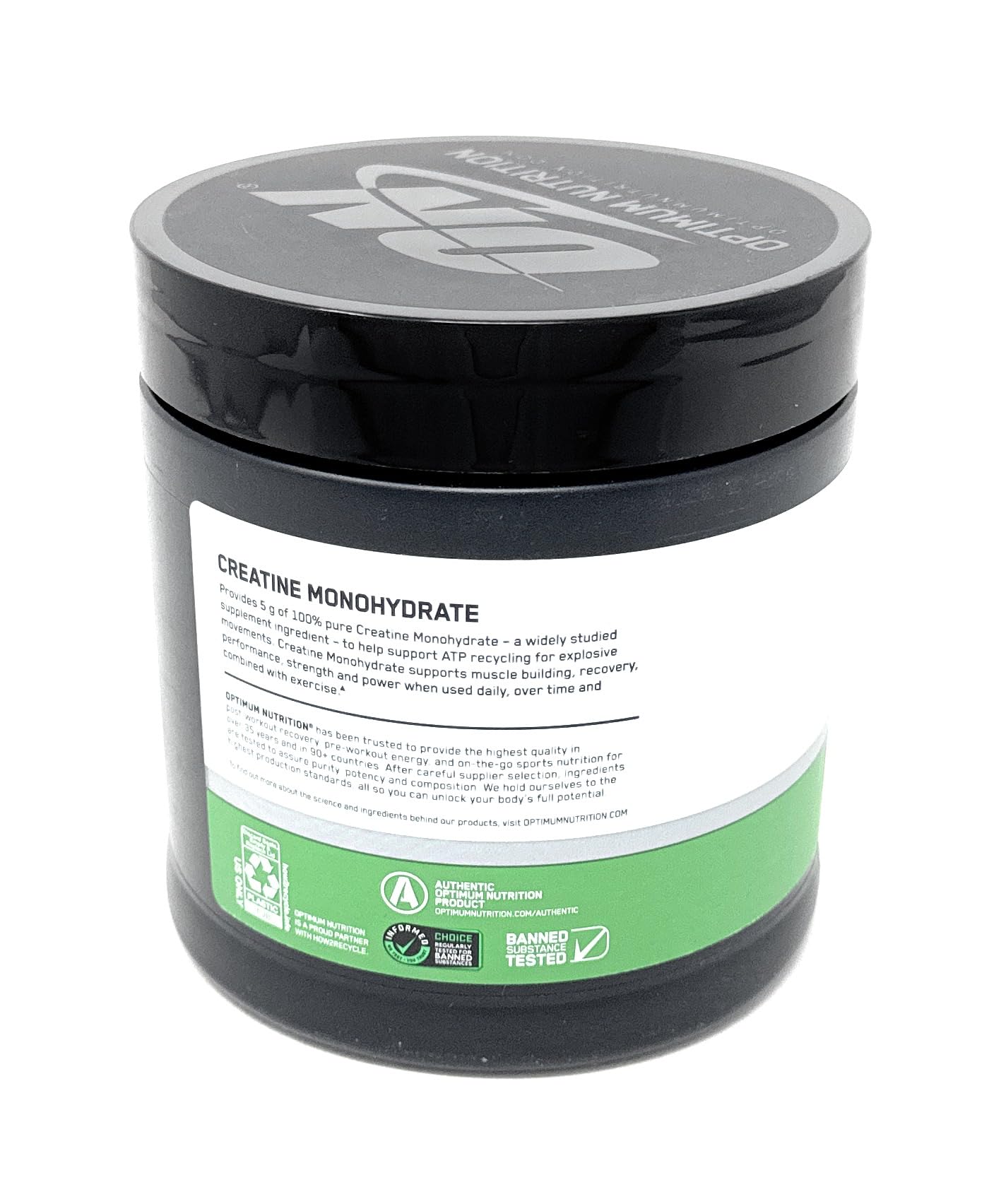 Optimum Nutrition creatina monohidrato para entrenamiento, apoyo al rendimiento explosivo.