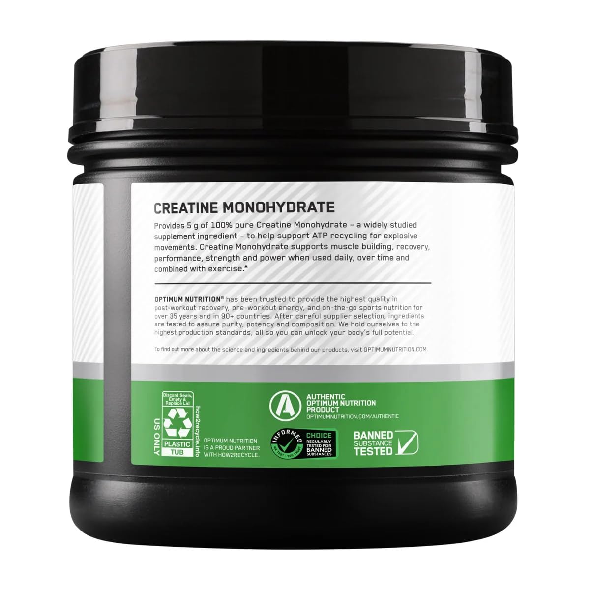 Optimum Nutrition creatina monohidrato potencia y rendimiento en entrenamientos.