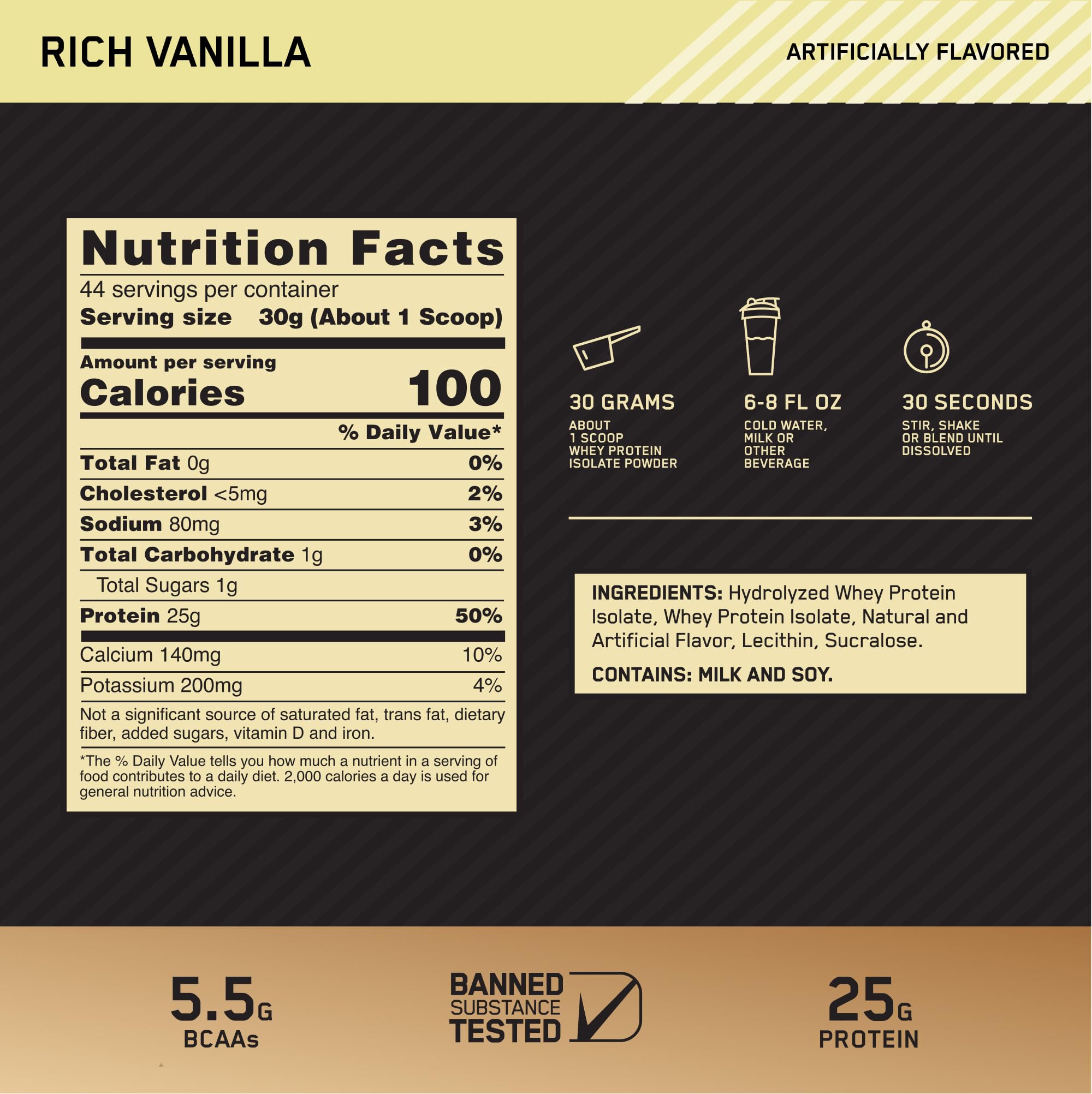 Batido de vainilla Gold Standard Isolate listo para beber tras entrenar