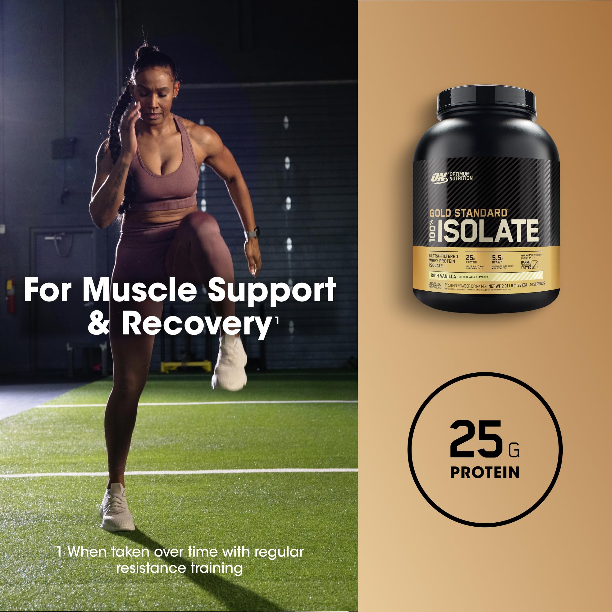 Etiqueta de Optimum Nutrition Gold Standard Isolate muestra proteína hidrolizada y ultrafiltrada