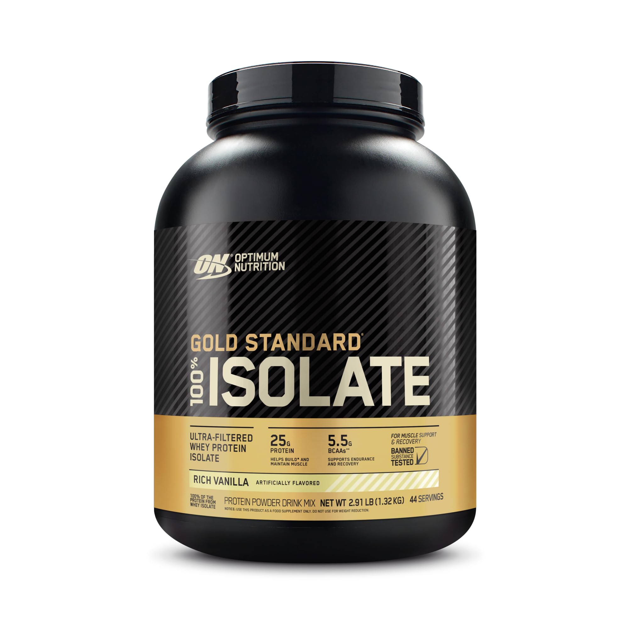 Optimum Nutrition Gold Standard Isolate en tarro de vainilla, 25 g de proteína por porción