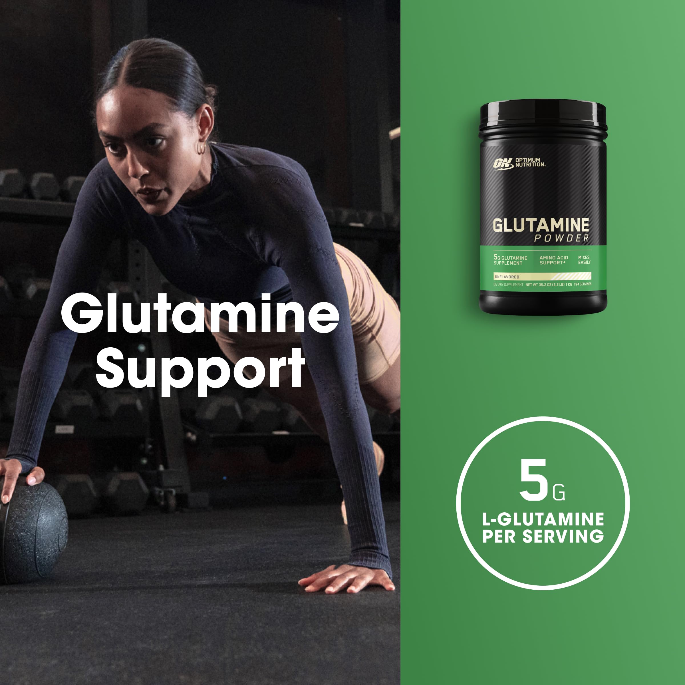 Glutamina sin sabor, fácil de mezclar con batidos proteicos.