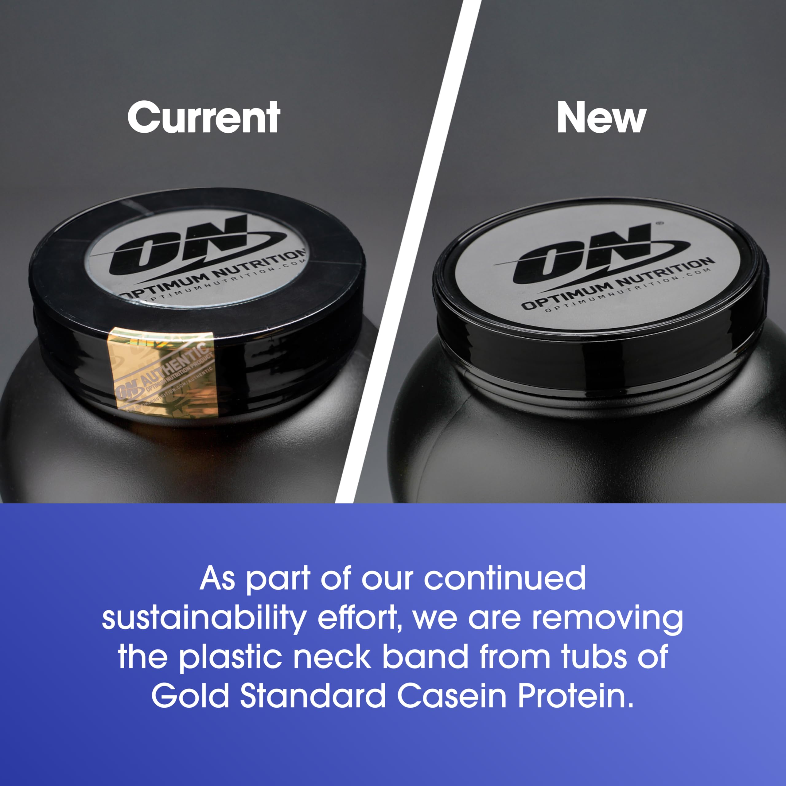 Optimum Nutrition Gold Standard Casein tapa y diseño de almacenamiento seguro