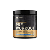 Optimum Nutrition Gold Standard Pre-Entrenamiento, botella azul, energía sostenida para entrenamientos.