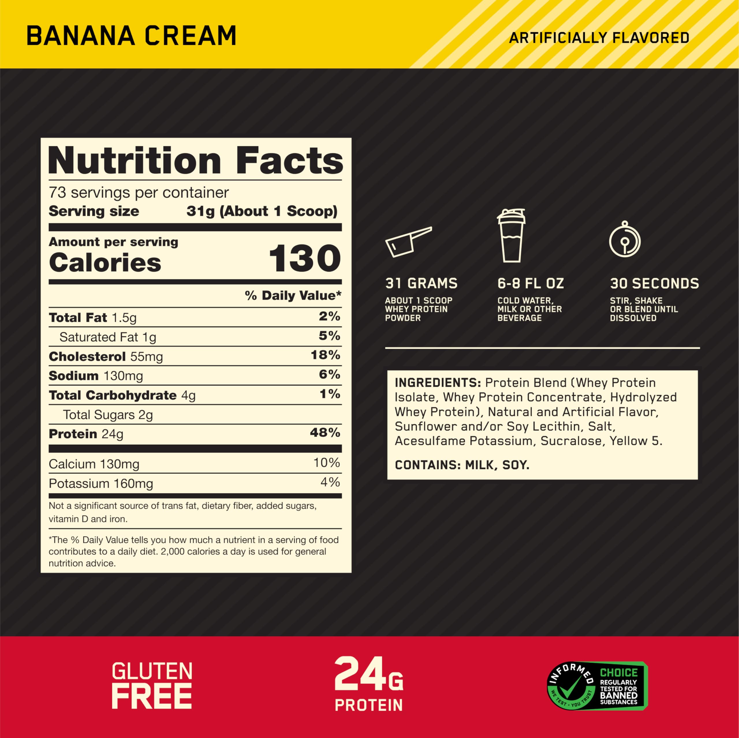 Batido post-entrenamiento para apoyar recuperación muscular con Gold Standard Whey.