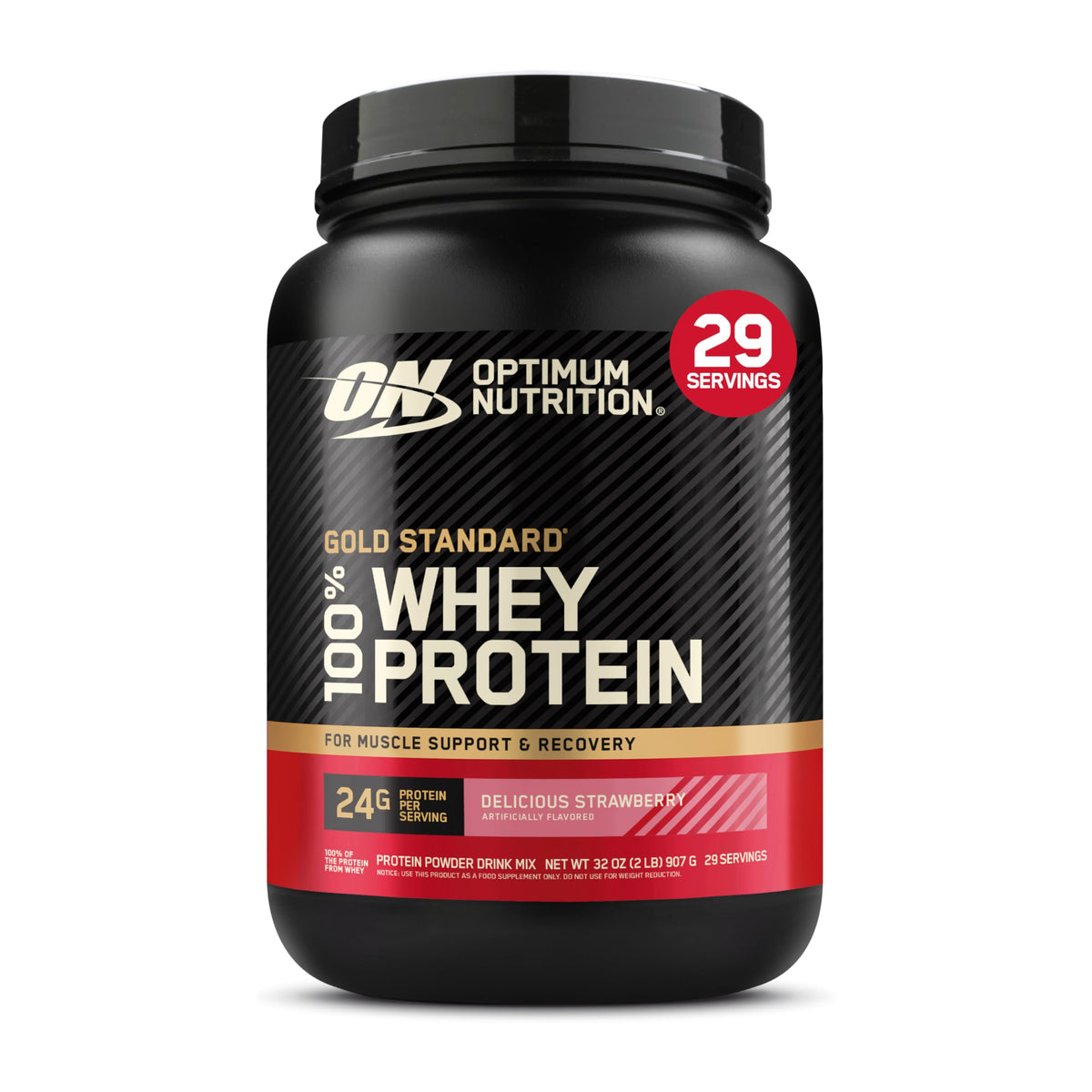 Botella de Optimum Nutrition Gold Standard Whey de 2 libras para batidos