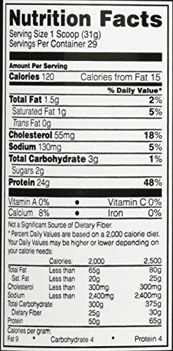 Optimum Nutrition Gold Standard Whey cuchara medidora para batidos con 24 g de proteína por porción.