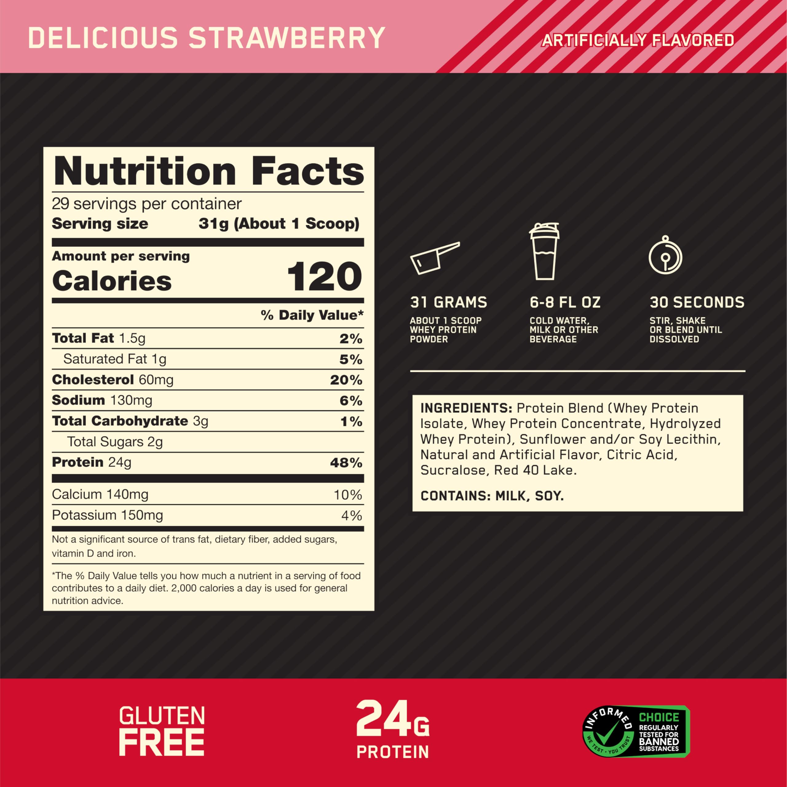 Sabor fresa de Optimum Nutrition Whey para batidos sabrosos