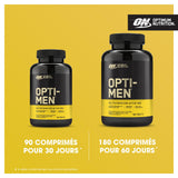Tabletas Opti-Men sobre mesa, ideal para la rutina matutina.