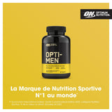Opti-Men en primer plano con tabletas para uso diario recomendado.