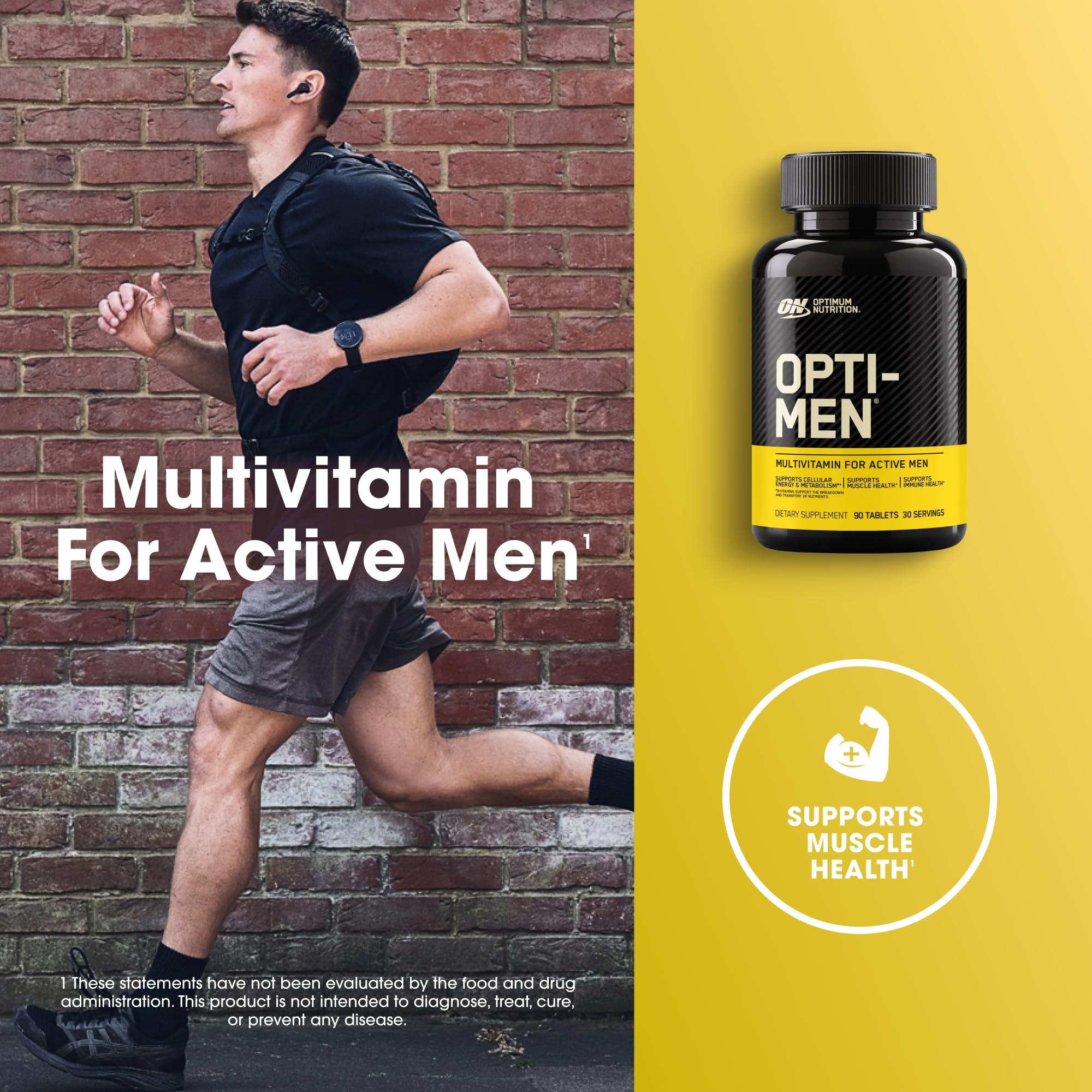 Optimum Nutrition Opti-Men: cápsulas blancas para energía diaria y nutrición.