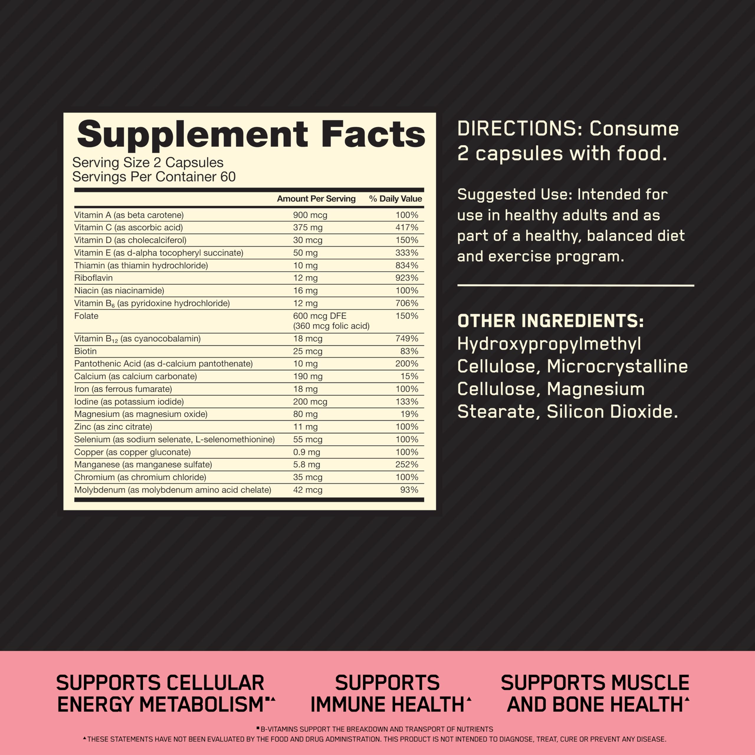 Optimum Nutrition Opti-Women, alimenta la inmunidad y la vitalidad diaria.