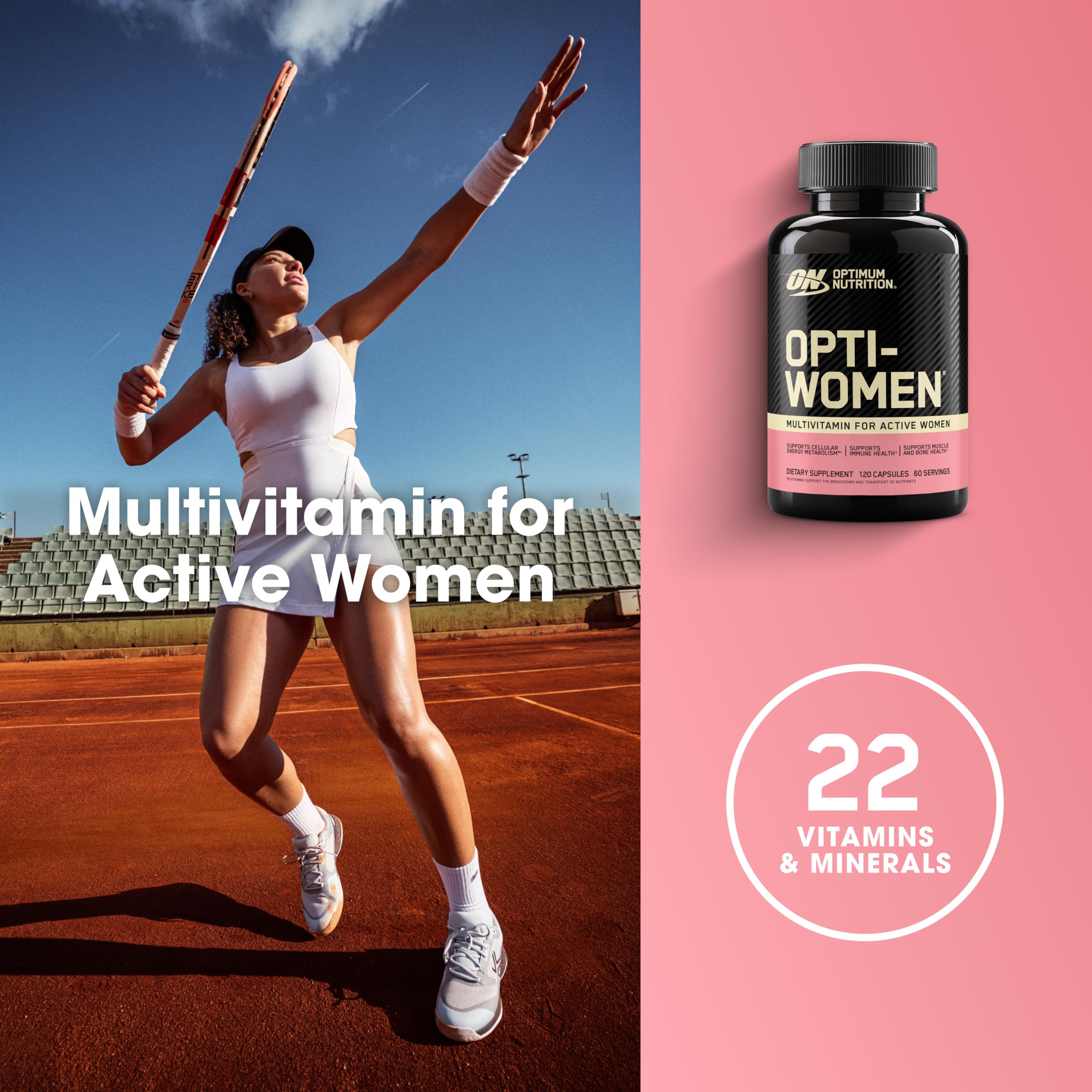 Optimum Nutrition Opti-Women cápsulas, dosis diaria de dos tabletas para cada comida.