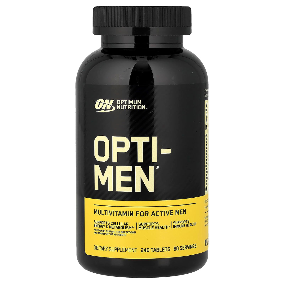 Botella de Opti-Men de Optimum Nutrition, multivitamínico para hombres activos.