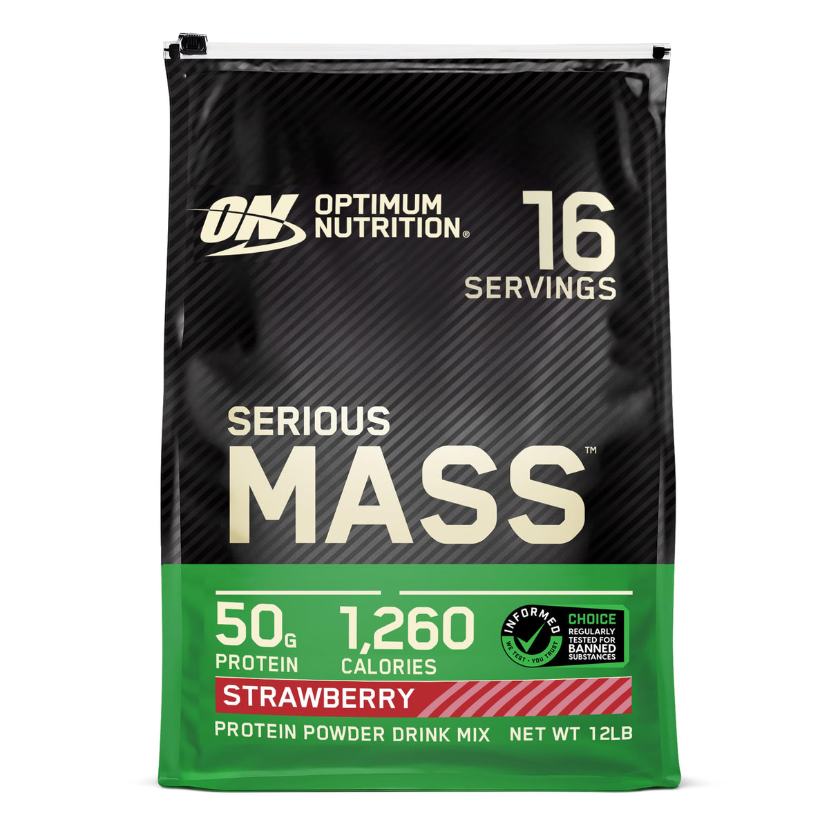 Optimum Nutrition Serious Mass, botella vertiendo, ideal para iniciar una ingesta calórica alta