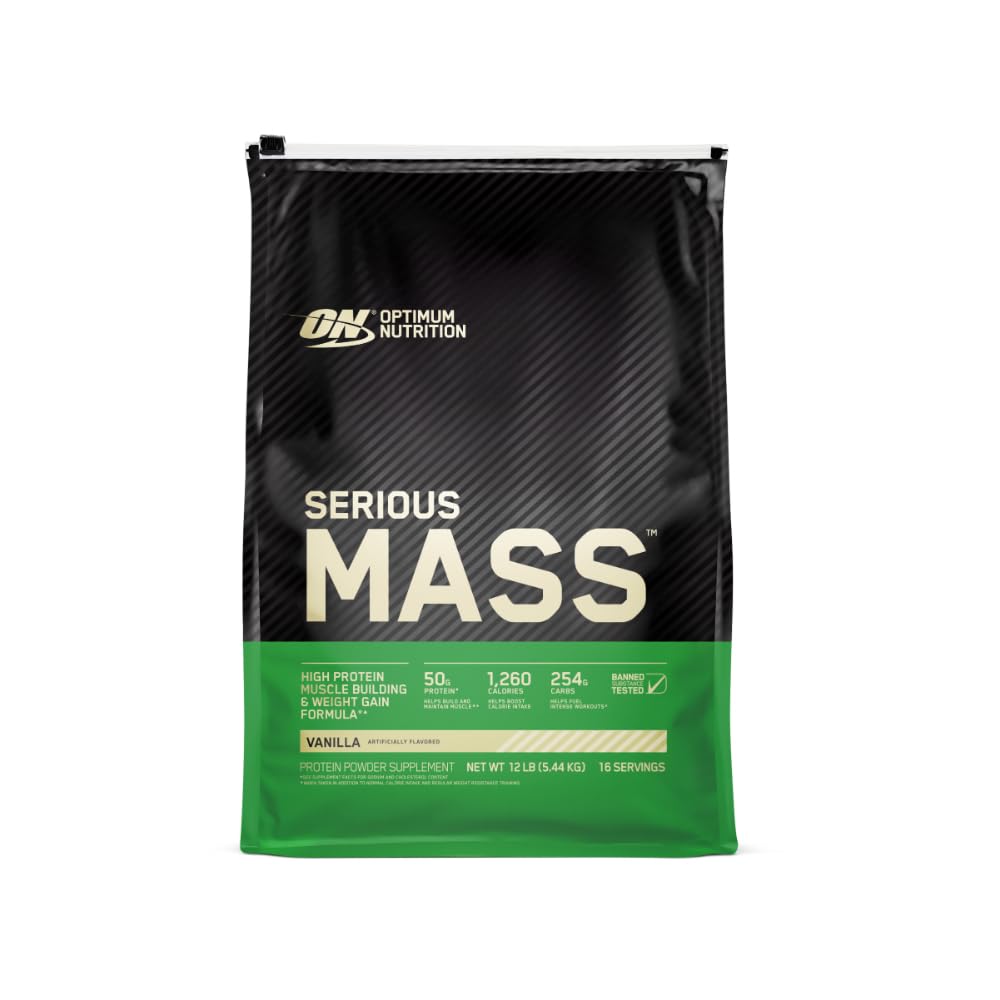 Optimum Nutrition Serious Mass bottle front view for a high-calorie shake