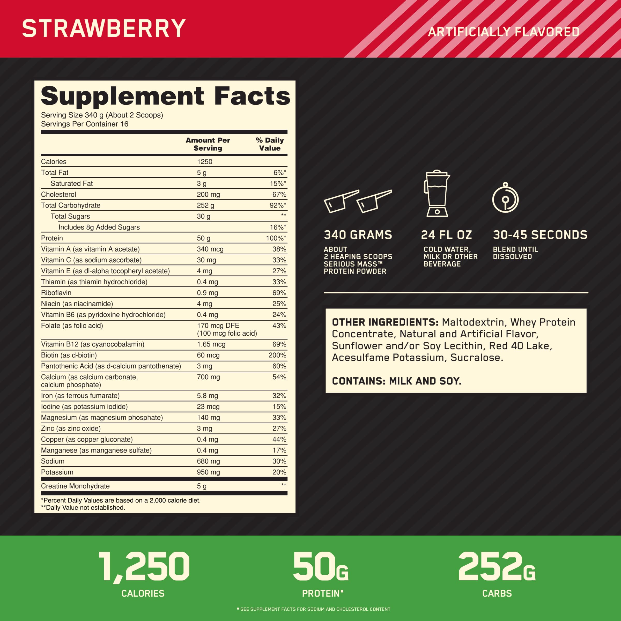 Contiene 50 g de proteína por porción para apoyo muscular