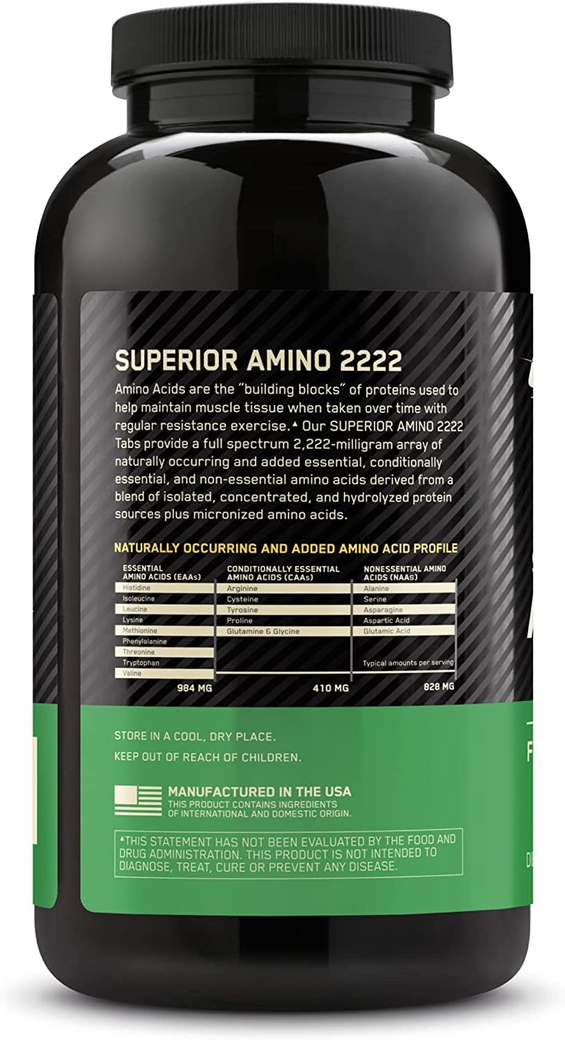 Detalles del envase de Optimum Nutrition Superior Amino 2222 para la entrega