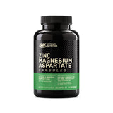 Botella de Optimum Nutrition Zinc Magnesium Aspartato con 90 tabletas para uso diario.