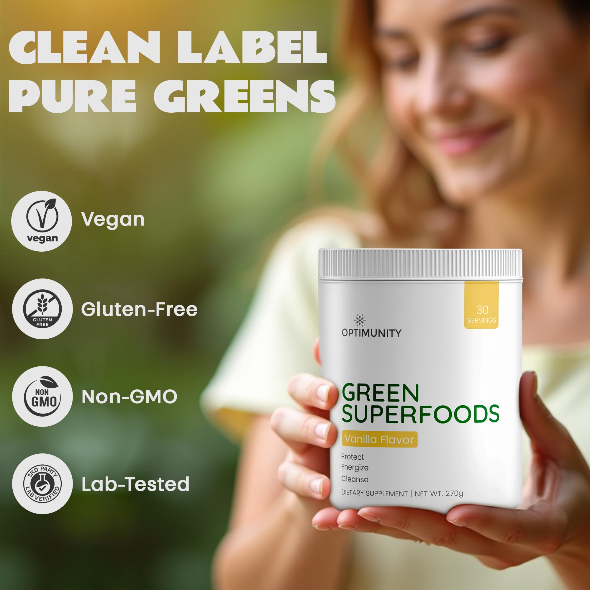 Optimunity batido verde, bebida nutritiva para energía matutina.